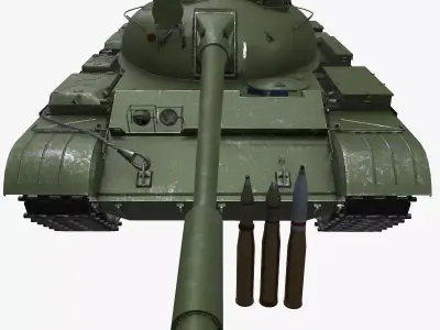 T-55 with Shells Low-poly 3D model