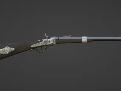 1862 Sharps Percussion Civil War Carbine Low-poly 3D model