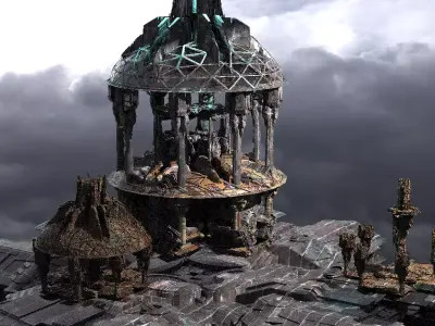 Elven Sci-Fi City monoliths Kit bash 3D model