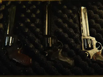 Magnum 44 revolver Low-poly 3D model