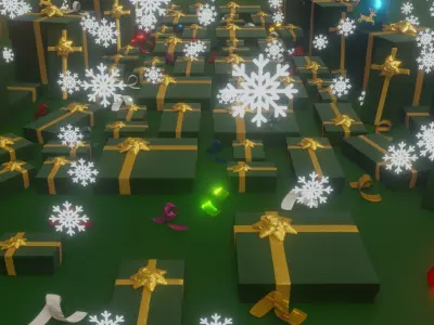 Christmas gift boxes animation for your company logo 3D model