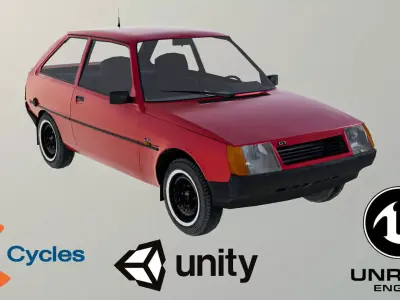 Generic Hatchback Low-poly 3D model Game Ready Free low-poly 3D model