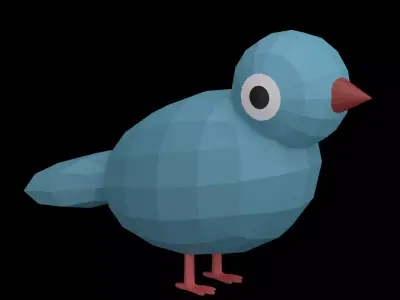 LowPoly Cartoon Cute Bird Low-poly 3D model