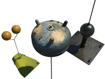 Collection Of 3 Mines - Bombs 3D model