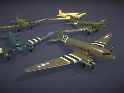 Douglas C-47 Skytrain Low-poly 3D model