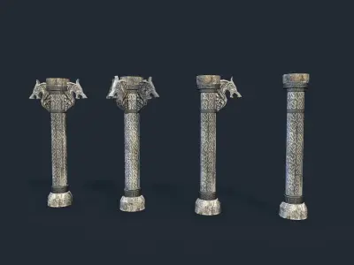 Norse column low poly Low-poly 3D model
