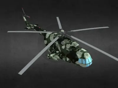 MI-17 camouflage helicopter Low-poly 3D model