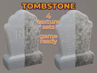 Old Dirty Tombstone concrete gravestone cemetery Low-poly 3D model