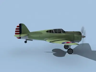 Curtiss P-36C Hawk V06 USAAF 3D model