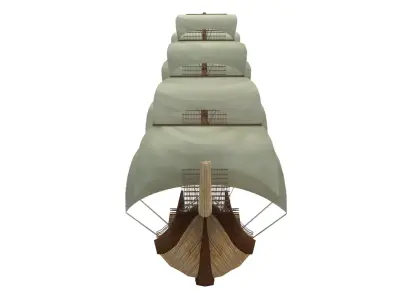 Sailing Ship - watercraft - pirate of caribbean - fluyt Low-poly 3D model
