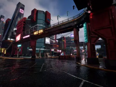 SCIFI CYBERPUNK FUTURISTIC CITY SCENE Low-poly 3D model