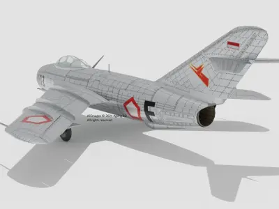 MiG 17 Fresco AURI Indonesian Air Force Low-poly 3D model