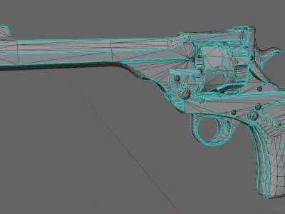Webley Fosbery Automatic Revolver Low-poly 3D model