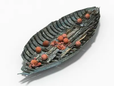 Dinghy boat with eggs in it 3D model