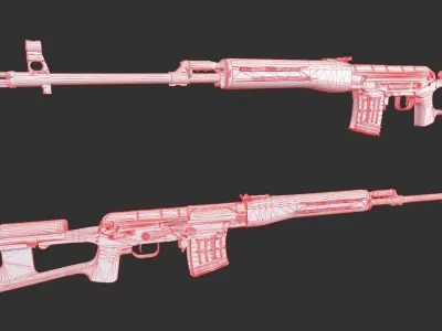 SVD Dragunov Sniper Rifle Low-poly 3D model