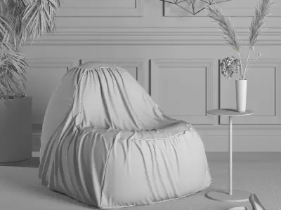 Chair orange bean bag 3D model