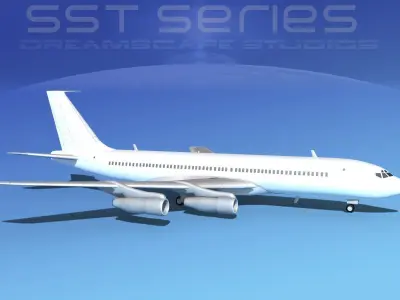 Boeing 707-320 SS Unmarked 2 3D model