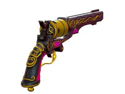 High Poly Multibarrel Short Barrel Revolver Low-poly 3D model