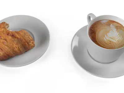 Cappuccino with Cream-Filled Croissant 3D model