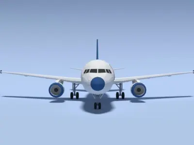 Low Poly Cartoon Airbus A320 Airplane Low-poly 3D model