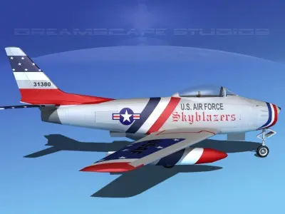 North American F-86 Sabre Jet V06 USAF 3D model