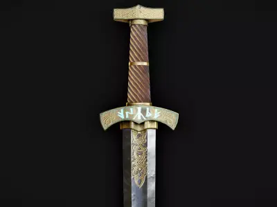 Viking runed sword Low-poly 3D model