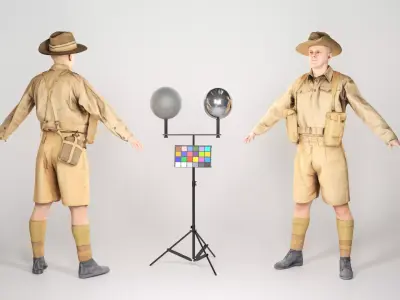 Game ready character of WW 2 Australian soldier 101 Low-poly 3D model