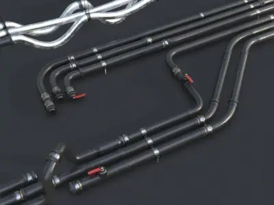 Modular Pipes - PVC Low-poly 3D model