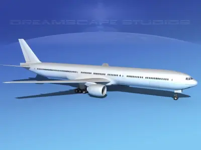 Boeing 777-300 Bare Metal 3D model