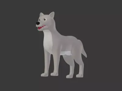 Cartoon Gray Wolf Free low-poly 3D model