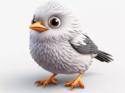 Adorable Cartoon Baby Bird 3D Model Low-poly 3D model