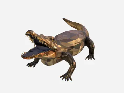 Animated Animal Low Poly Art Crocodile Reptile Low-poly 3D model