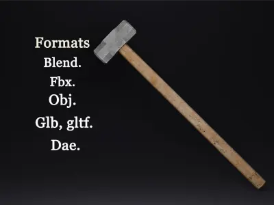 Low Poly Sledgehammer Game Ready 3D Weapon Model Low-poly 3D model