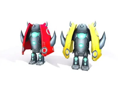 Robot lowpoly with horns Low-poly 3D model