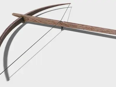 Low Poly PBR Crossbow wooden bow and arrow Low-poly 3D model
