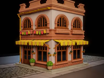 LOWPOLY CITY BUILDING STYLIZE 1 Low-poly 3D model