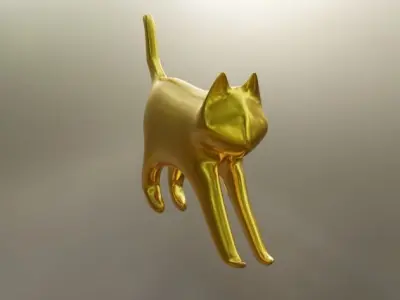 Cat High-poly 3D model gold 3D model