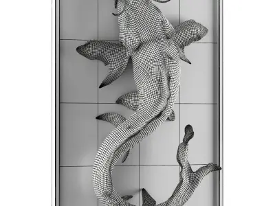 Fish wall art Low-poly 3D model