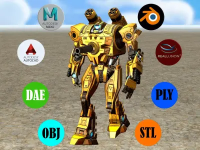 BATTLE ROBOT with Animation 3D model