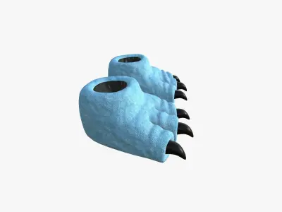 Slippers G03 Blue Dino Paw - Costume Character Design Low-poly 3D model