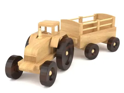 Wooden toy tractor 08 3D model