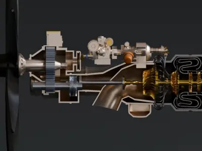 Realistic Engine - Turboprop Low-poly 3D model