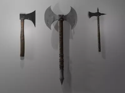 Medieval Axes Low-poly 3D model