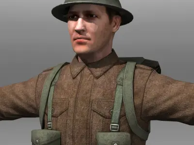 British Soldier and Lee Enfield Low-poly 3D model