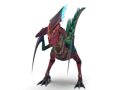 Low Poly Monster Green Alien Dino Low-poly 3D model