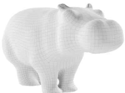Hippopotamus statue Low-poly 3D model