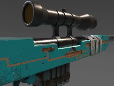 Stylized sniper rifle Low-poly 3D model