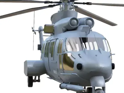 helicopter airbus H225M CARACAL Low-poly 3D model