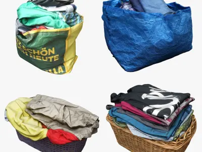 Bag-Container with Clothes Collection 03 3D model