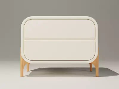 Elegant White Side Table with Wooden Legs - 3D Furniture Model Free 3D model